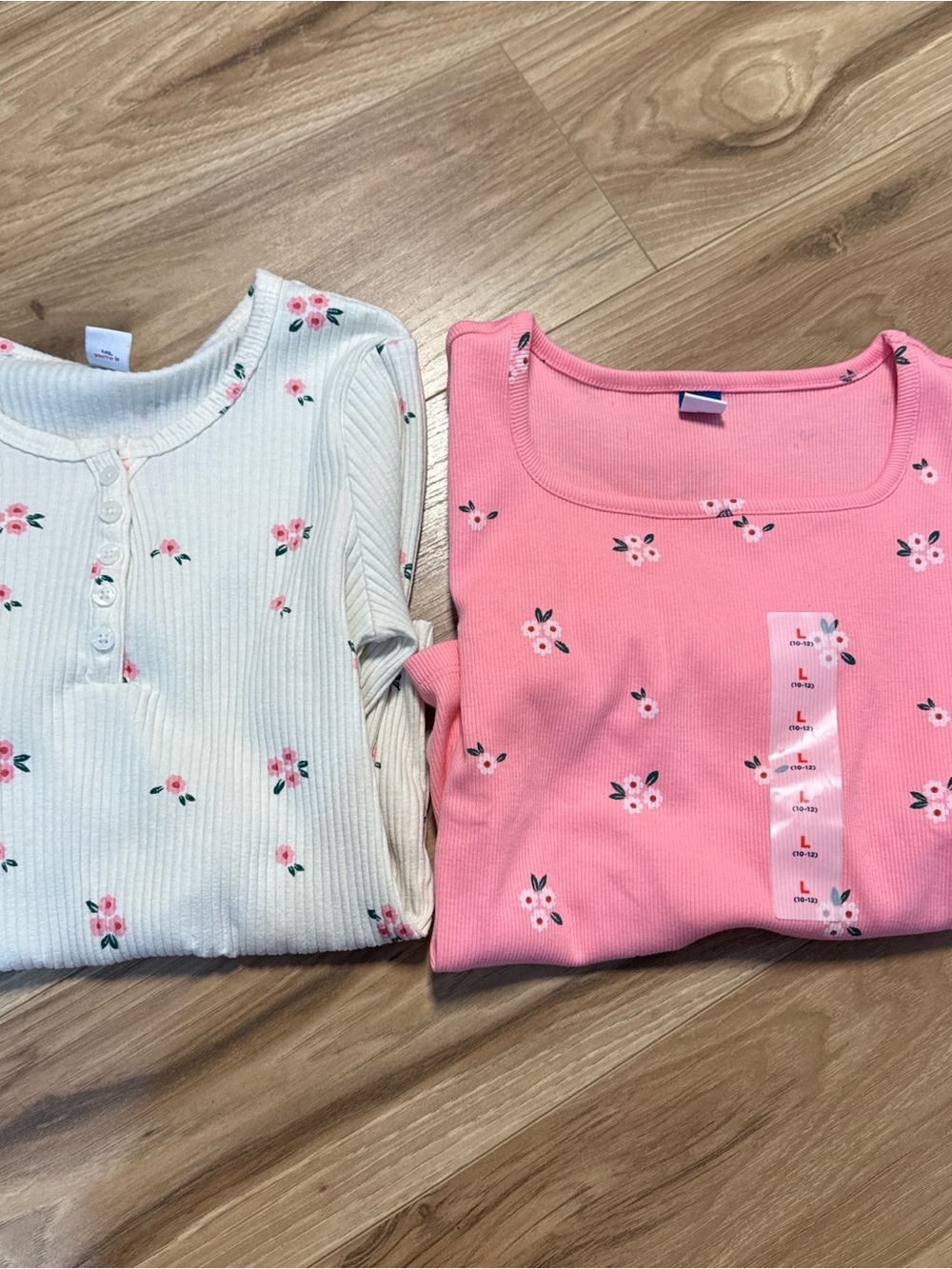 Old Navy Girls' Floral Long-Sleeve Tees — Pink and Cream